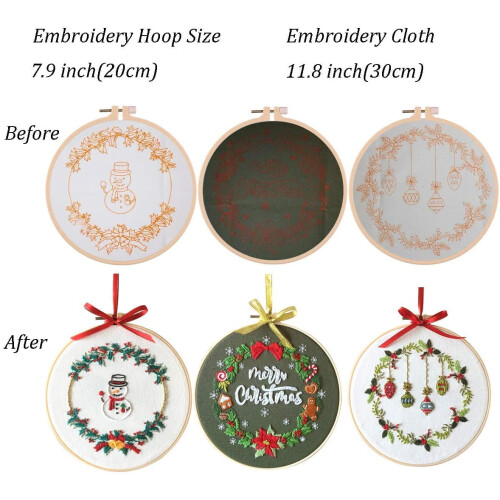 Embroidery Starter Kit Christmas Pattern 3 Sets 2