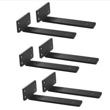 6 STK 12 Tum Flytande Hyllfästen Heavy Duty Hyllor, 1/5 Tum Tjocka L-Fästen för Hyllor Stöd Svart