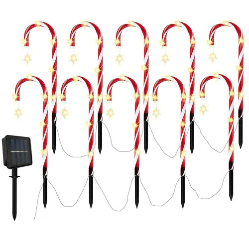 Hengsof Christmas solar pathway lights candy cane 10 inch 1