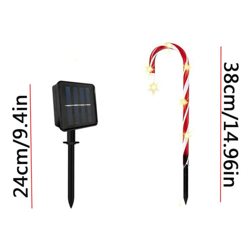 Hengsof Christmas solar pathway lights candy cane 10 inch 2