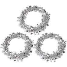Star Tinsel Garland with Wire Silver 25ft 3PCS