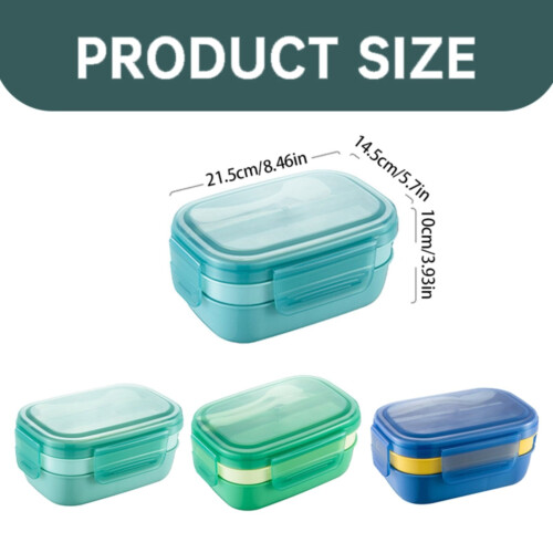 Lunch Box Neutral Stackable 67 oz with Cutlery 3-Compartment 1