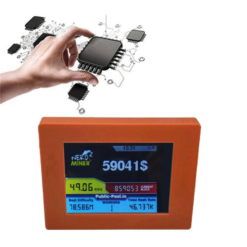 Nerdminer V2 Miner 56KH/S 2,8 Polegadas LCD Display BTC Loteria Minerador Bitcoin Solo Miner Nerd Miner Marrom