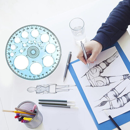 Geometric ruler drawing template for school office with 2