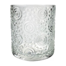Glass Candle Holder Round Circles Set of 4 2.9Lx2.9Wx3.15H