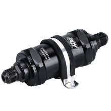Universalfilter SCHWARZ AN10 Inline-Kraftstofffilter E85 Ethanol mit 100μm (0,1MM) Edelstahlelement
