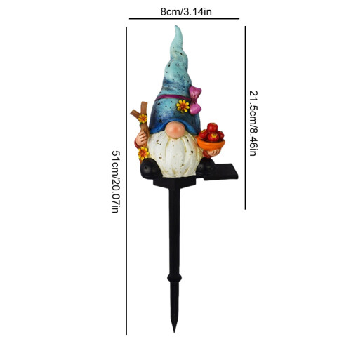 Solar Blue Gnome Pathway Lights with Stake 18.11in 1