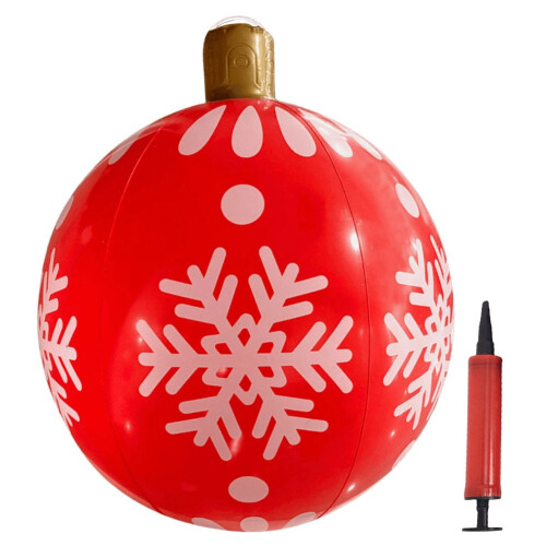 HBASD inflatable Christmas ball red snowflake 24 inch 2
