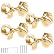 Brass Gold Bow Knobs for Drawers and Cabinets 4 pcs