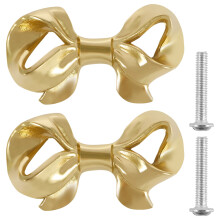 Brass Bow Knobs Decorative Drawer Pulls 2 pcs