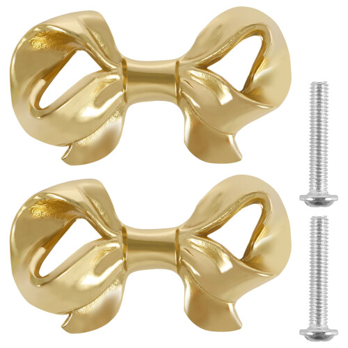 Brass Bow Knobs Decorative Drawer Pulls 2 pcs