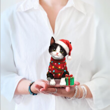 Cartes Pop-Up Freshcut, Mini Chat de Noël, 15 cm, Cadeau 3D, Carte de Vœux, Carte de Fête