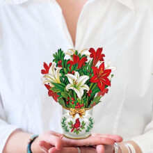 Cartes Pop Up Freshcut, Mini Hiver Joy, Bouquet de Fleurs 3D de 15 cm, Carte de Noël, Carte de Fête, Vide