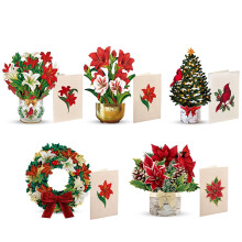 Cartes de Noël Pop Up Freshcut Paper, Ensemble de 6, Mini Bouquet de Fleurs en Papier 3D