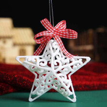 Christmas tree pendant decoration white glitter plastic