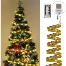 Christmas Ribbon Lights 33FT 100 LED USB Remote 8 Modes