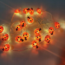 Ladybug String Lights 9.8ft 30 LED Battery Silver Wire Red