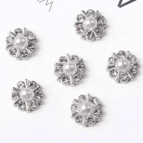Rhinestone Alloy Flatback Buttons for DIY Craft 10 pcs 2