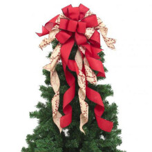 Christmas Tree Topper Bow Grey Silver Snowflake 32x12 Inch