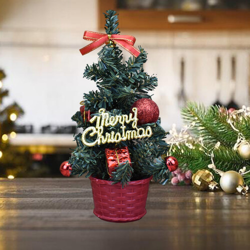 Mini Artificial Christmas Tree Desktop Decoration Set