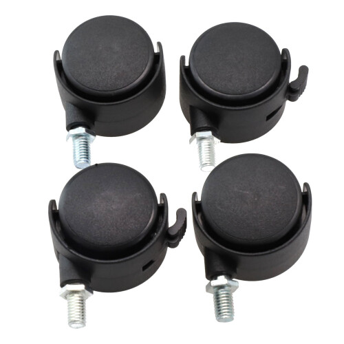 Black Chair Caster Wheels with Brake M8 4 pcs 1
