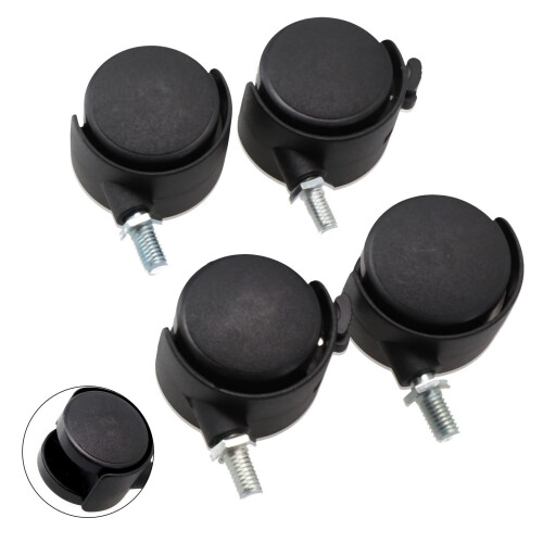 Black Chair Caster Wheels with Brake M8 4 pcs 2