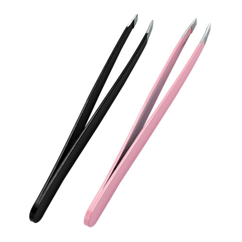 Tweezerman tweezers set black pink 2 pcs diagonal head 1