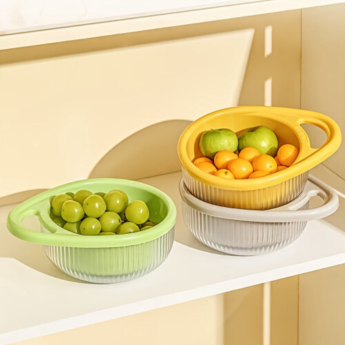 Drain Basket Set Double-Layer Portable 3-Piece 2