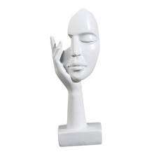 Thinker Lady Sculpture Abstract Face Art Statue White