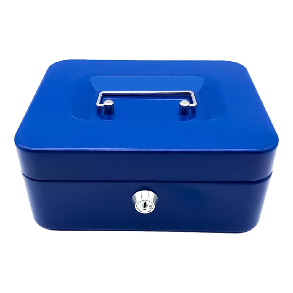 Cash Box With Slot Blue Metal Money Saving Box 1 Pack 9370362079497