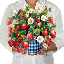 Cartes Pop Up Freshcut Paper, Fleur de Fraise, Bouquet de Fleurs 3D 12 Pouces