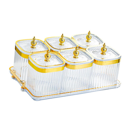 LOVIVER dried fruit plate with lid 6-compartment serving