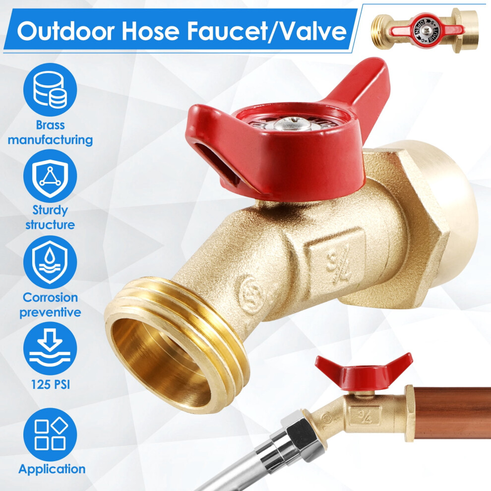 Outdoor Hose Bibb Faucet Brass Garden Spigot 2 Pcs 9370362071989