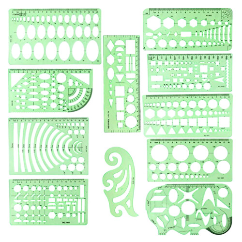 Geometric Drawing Stencils L and T Shapes 12 pcs
