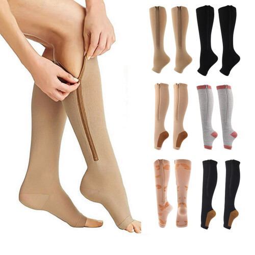 Windfall compression socks open toe unisex pair