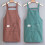 Women's striped kitchen apron with front pocket 1