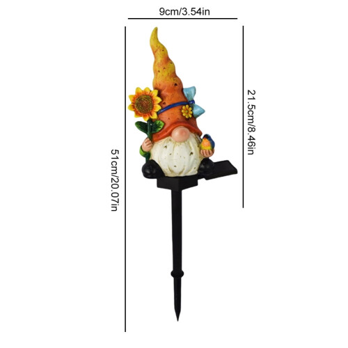 Solar Orange Gnome Path Light Outdoor Waterproof 18.11in 1