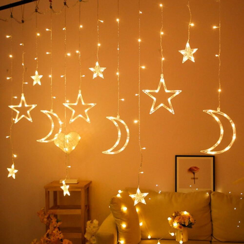 Star Moon Curtain Lights 138 LED 11.5 ft