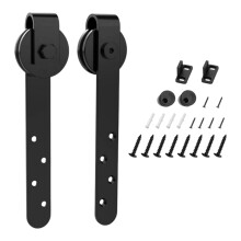 Barn Door Hardware Kit Top-Mounted Steel Rail Black 1 Set