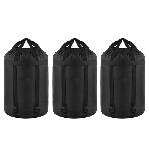 Nylon compression sack for sleeping bag storage 3-pack
