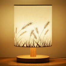 LOVEVER Nordic linen bedside lamp with wooden frame and