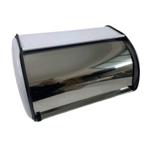 LOVIVER Metal Bread Bin with Roll Lid White