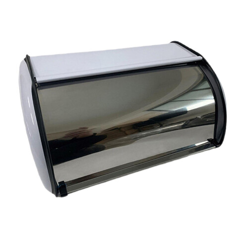 LOVIVER Metal Bread Bin with Roll Lid White
