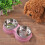 HBASD dog double bowl stainless steel pink 2