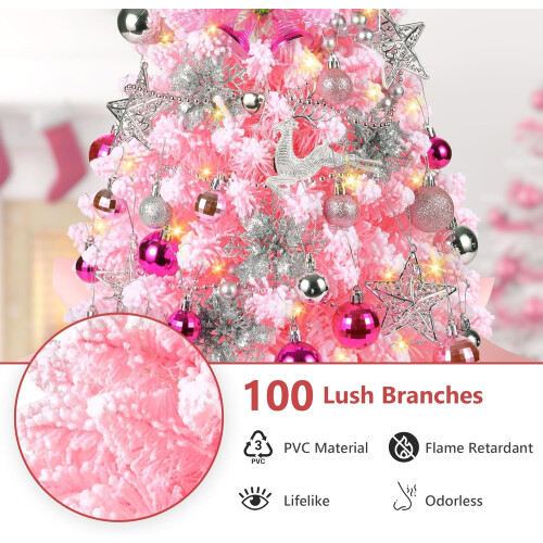 Pink Mini Christmas Tree with LED Lights 2FT 2