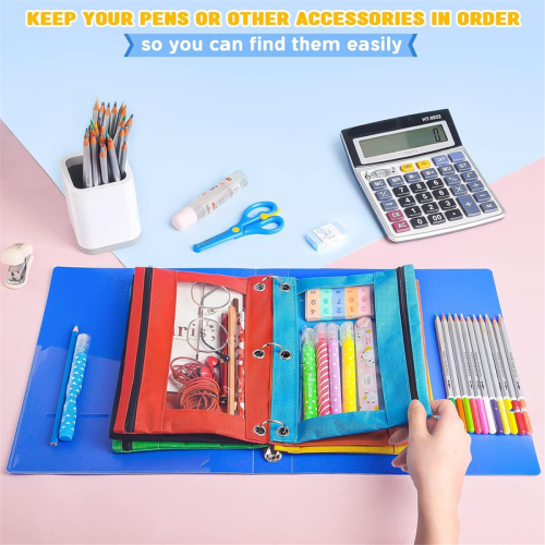 3-Hole Zipper Pencil Pouch for Ring Binders, 30-Pack, 6 2
