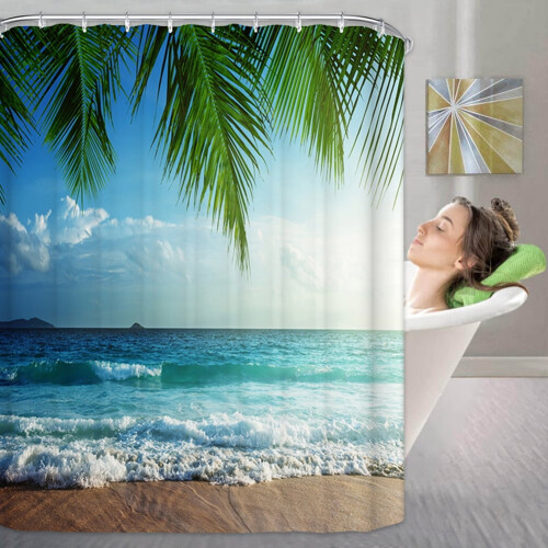 Ocean Palms Tropical Beach Shower Curtain Polyester 72x72 in 1
