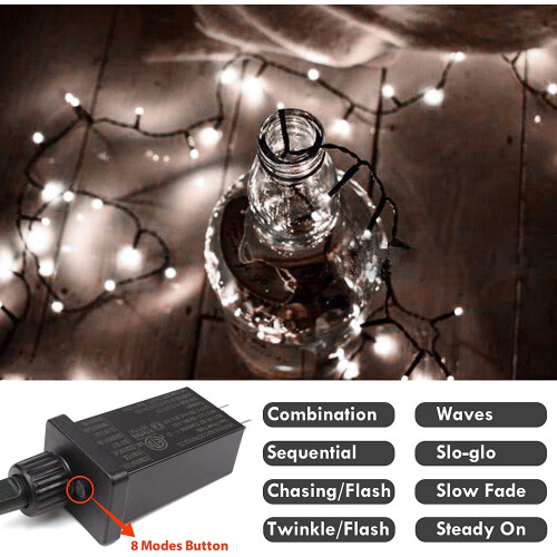 Christmas String Lights 100 LED 33ft Cool White 8 Modes 1