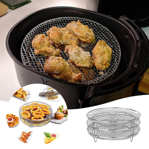 Air Fryer Racks Stainless Steel Round Stackable 3-Pack 1