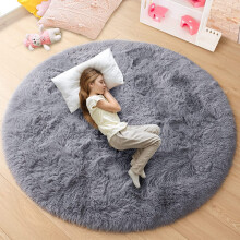 POWKOL round fluffy area rug 4x4 feet